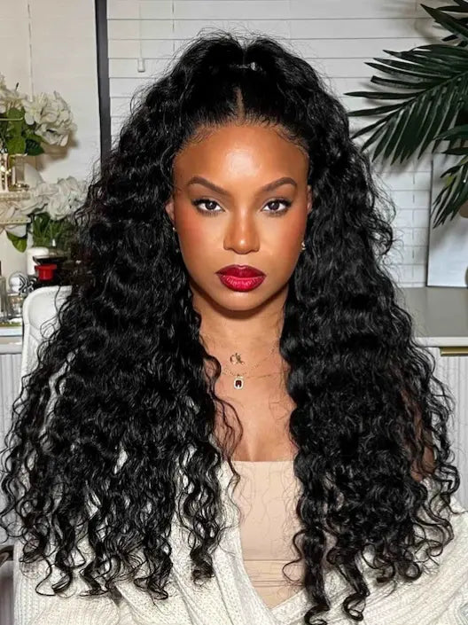 Perruque Sans Colle Humain Chaveux Bouclé