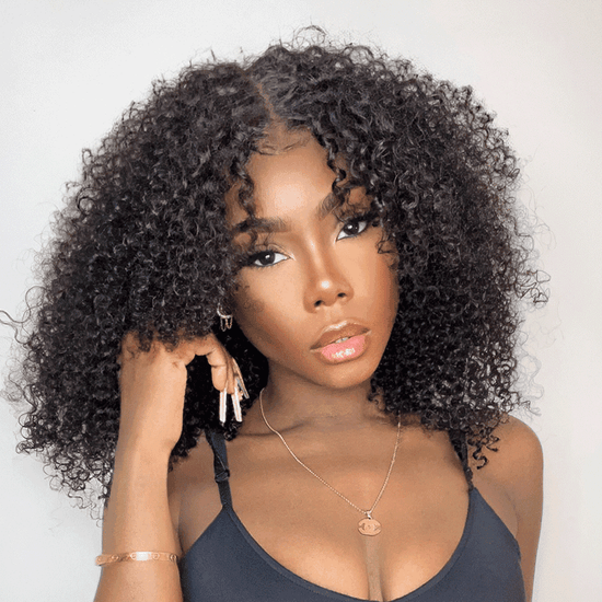 Bob Perruque Sans Colle Cheveux Humains Kinky Curly
