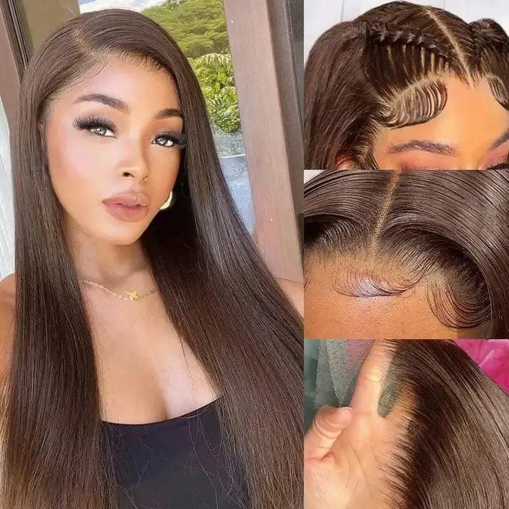 Perruque Chocolat 13x4 Sans Colle Lisse