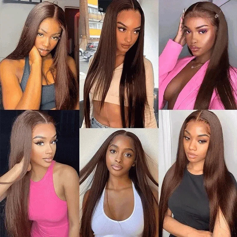 Perruque Chocolat 13x4 Sans Colle Lisse