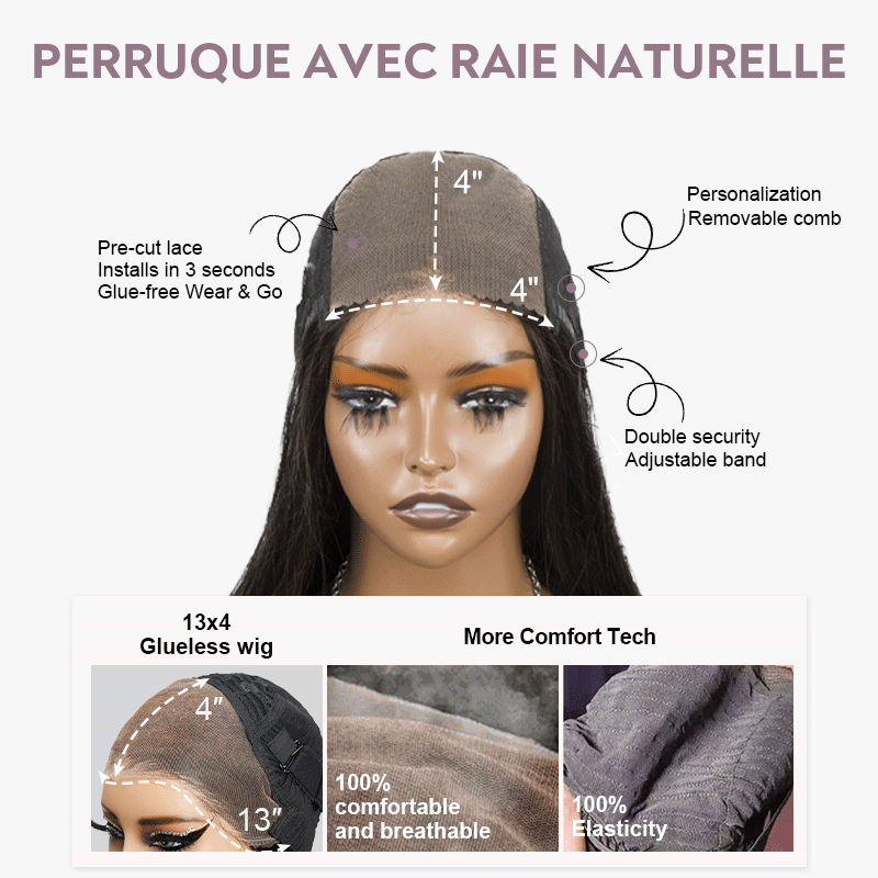 Perruque 13x4 Sans Colle Lisse