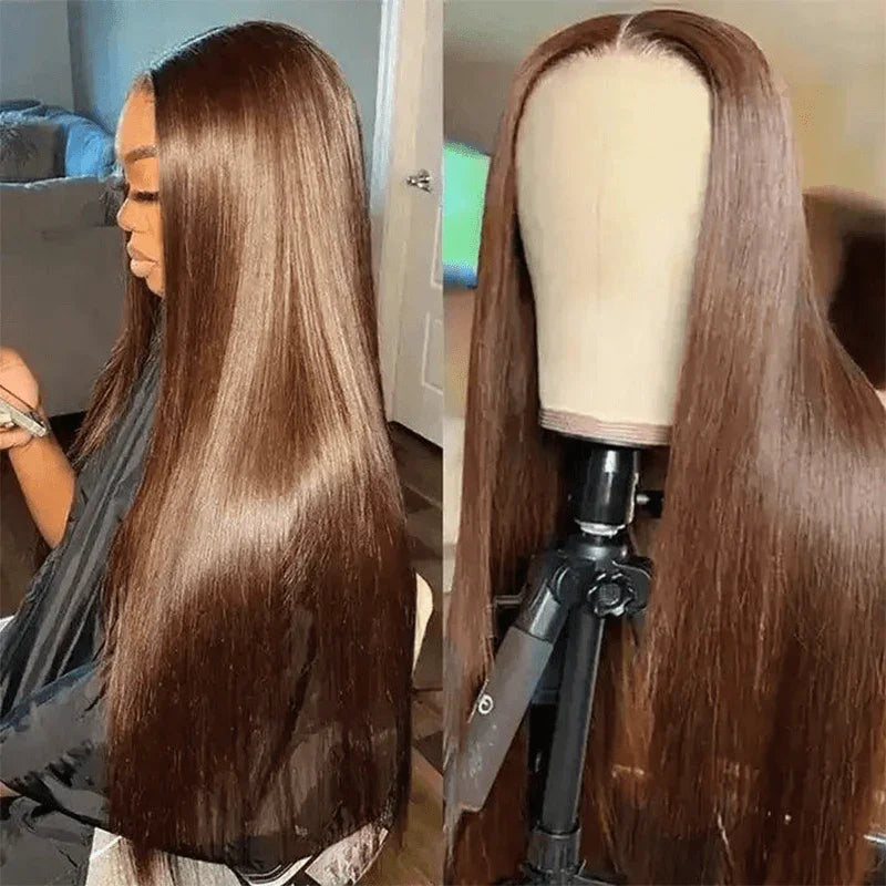 Perruque Chocolat 13x4 Sans Colle Lisse