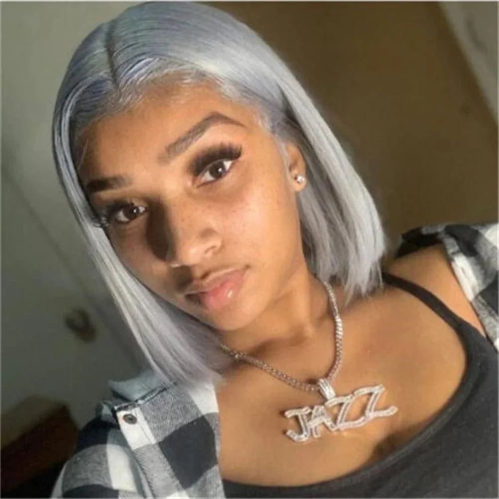 Perruque Bob Gris HD Lisse