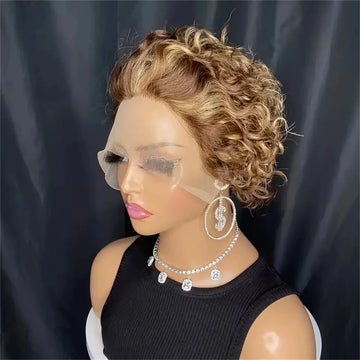 Perruque Pixie Highlights HD 13x4 Bouclée 1