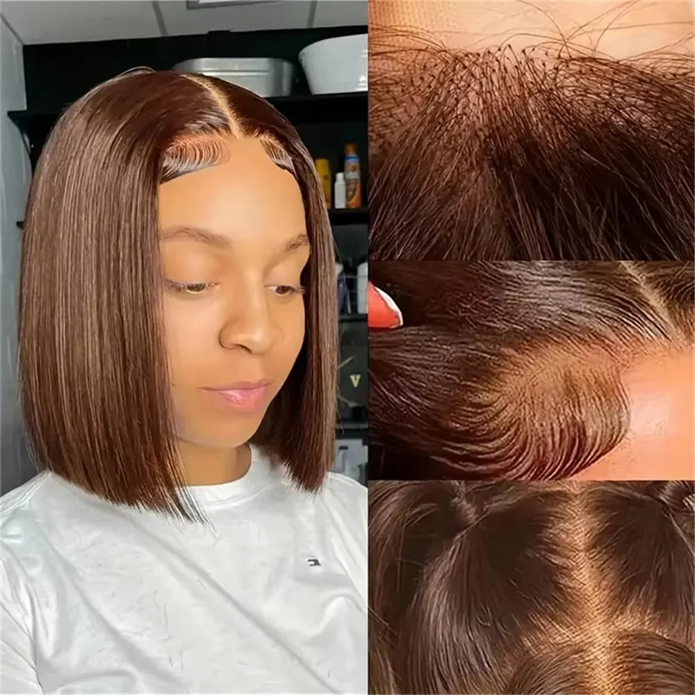 Perruque Bob Chocolat 13x4 Lisse
