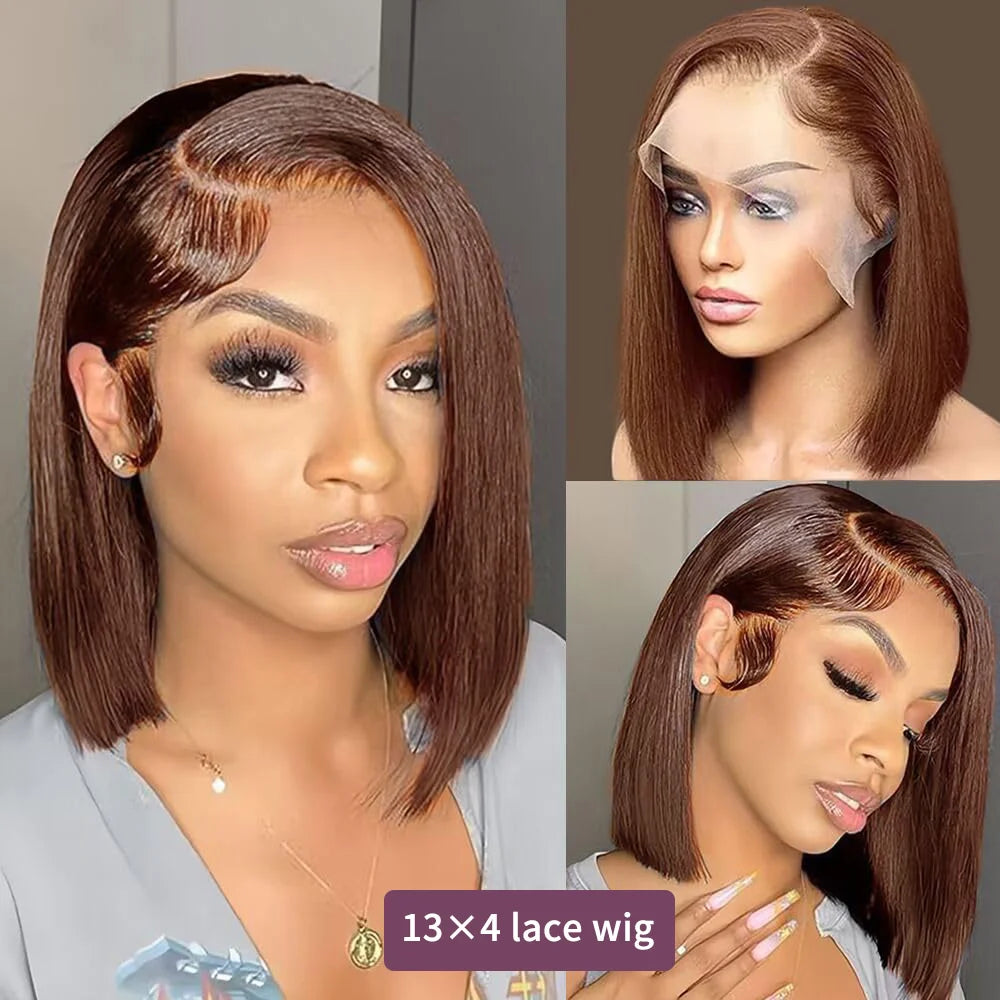 Perruque Bob Chocolat HD 13x4 Lisse 1