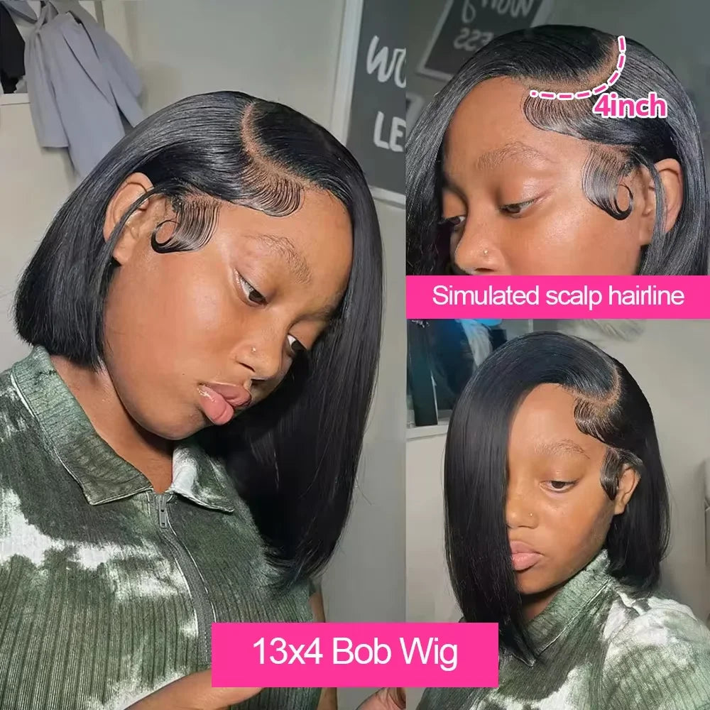 Perruque Bob Noire HD 13x6 Sans Colle Lisse