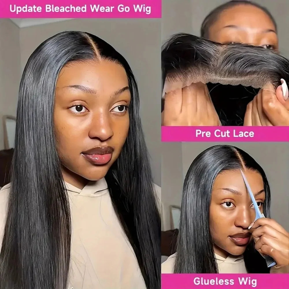 Perruque Noire Sans Colle Lisse