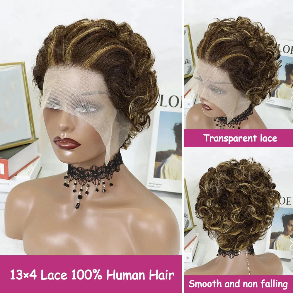 Perruque Pixie Highlights HD 13x4 Bouclée 2