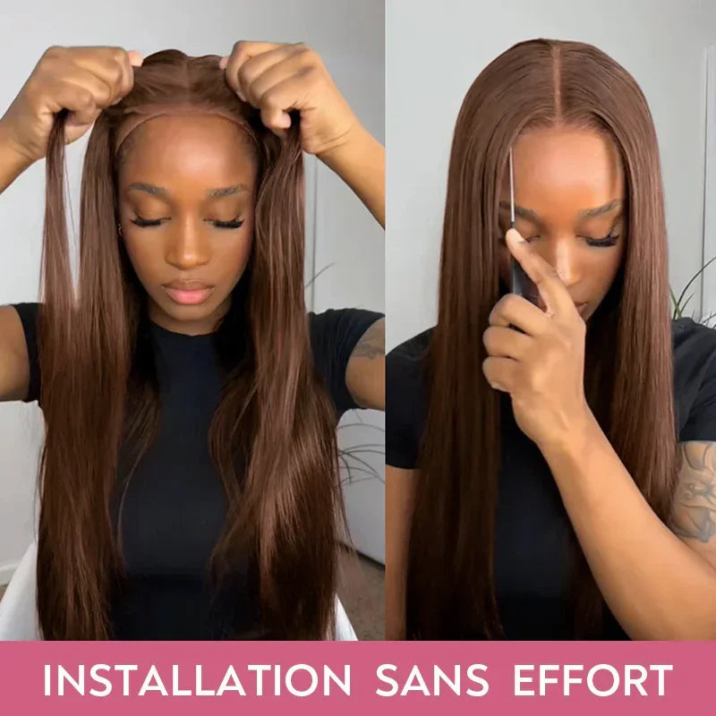 Perruque Chocolat 13x4 Sans Colle Lisse