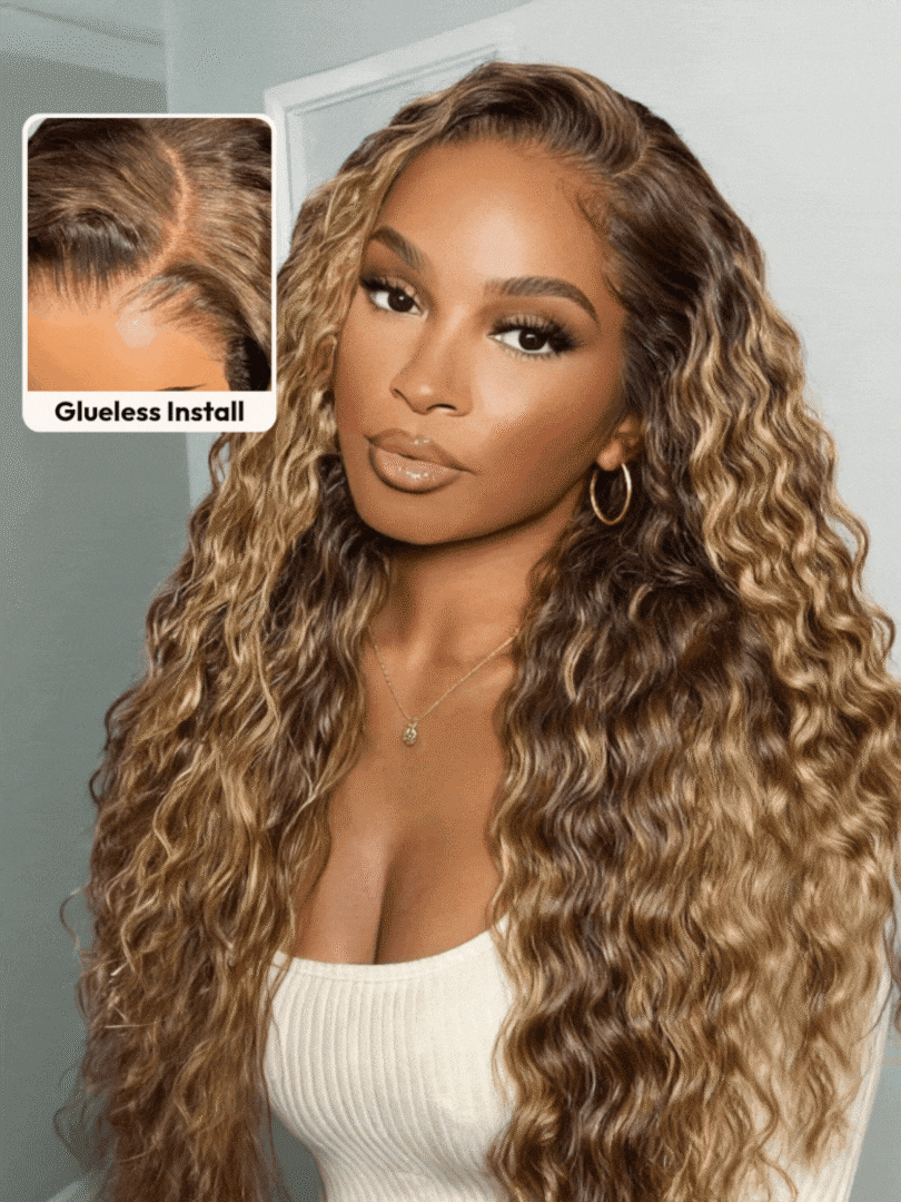 Perruque Lace Front 13x4 HD — Ondulée Ombré Blond Miel |