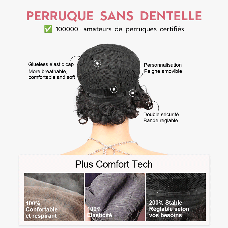 Perruque Pixie Sans Colle