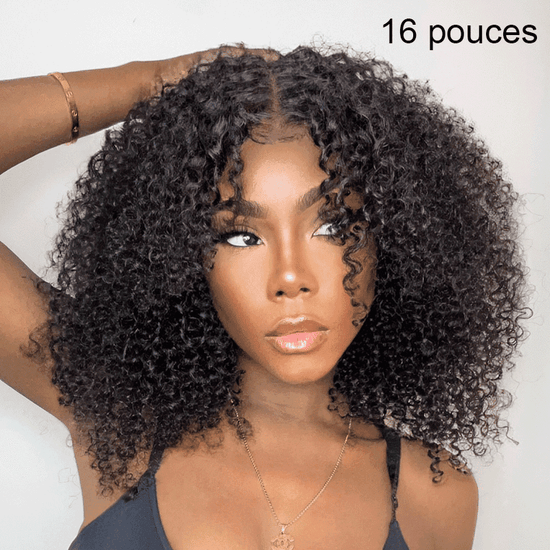 Bob Perruque Sans Colle Cheveux Humains Kinky Curly